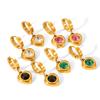 18K Gold Stainless Steel Jewelry Heart Pendant Zircon Earrings for Women, Light Luxury High-end Titanium Steel Ear Jewelry