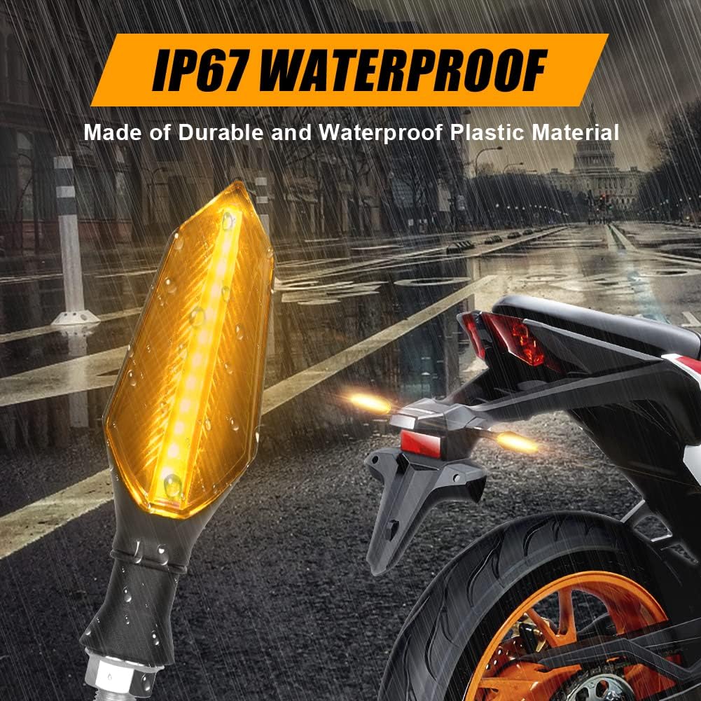 2023 Moto Turn Signal Light 12V Flowing LED Indicator Bright Signal Light, Daytime Running Lights Brake Lights for Motorcycle