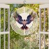 1pc Patriotic Eagle & American Flag Metal Mandala Wind Chime - 360° Rotating Hook, No Batteries Needed, Durable Outdoor Garden & Balcony Decor