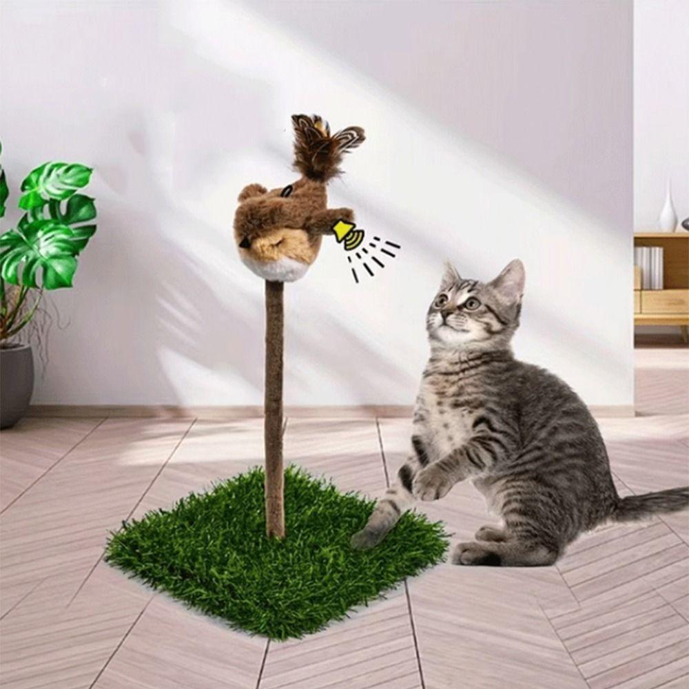 Kreatives Katzenkratzbrett Plüschspatz Interaktives Katzenspielzeug Katzenfeder-Spielzeug Indoor-Spiel