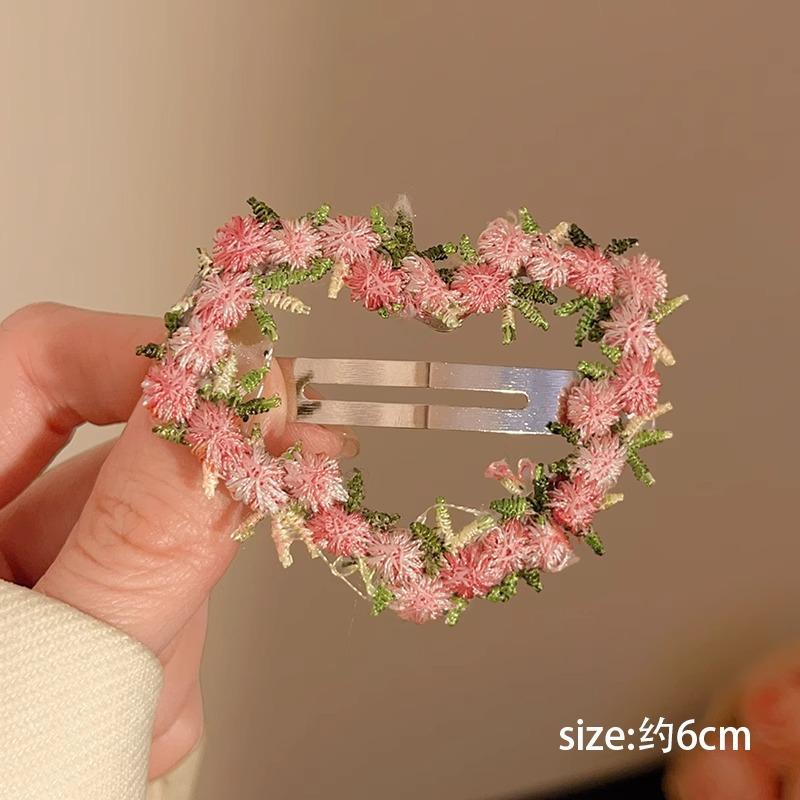 Pink Lace Flower BB Clip Sweet Side Hair Clip For Women Updo Claw Clip Back Of Head Hair Accessories Atmosphere