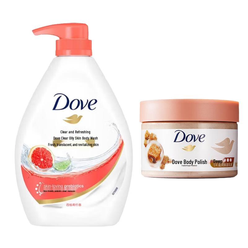 Dove Clarifying Coconut Shower Gel & Body Scrub Set