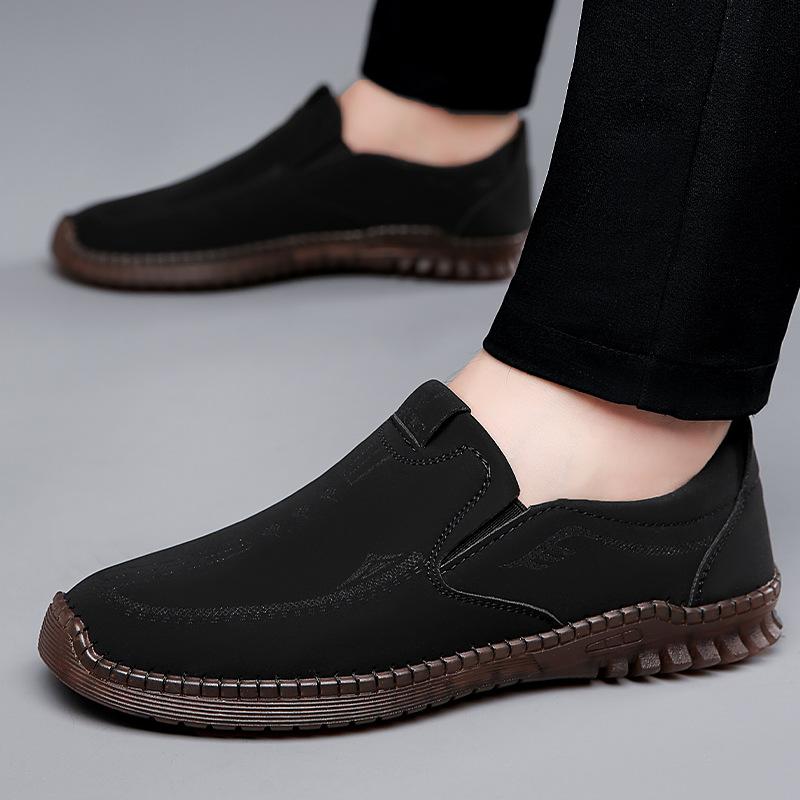 2025 Leather Shoes Men's Soft-soled Soft-faced Casual Shoes Men's Beef Tendon Soles Hand-stitched One-pedal Lazy Shoes