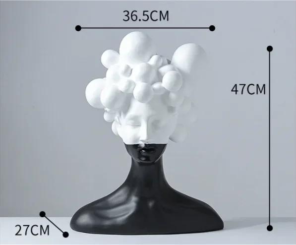 Abstract Art Figure Sculpture, Resin Decoration, Black and White Female Images, Statues, Gifts, Home Decoration Accessories