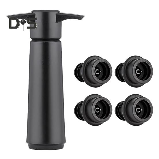 

Вакуумный насос для хранения вина с 4 пробками, многоразовый укупорщик бутылок, пробка для красного вина, сохраняет свежесть, предотвращает окисление, аксессуары для вина для домашнего бара чёрный