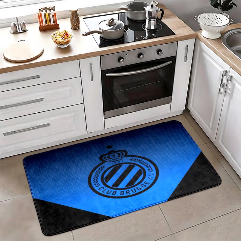 Club Brugge KV Flannel Kitchen Floor Mat Absorbent Non-Slip Soft Standing Mat Washable Comfortable Kitchen Rug for Home Sink Laundry