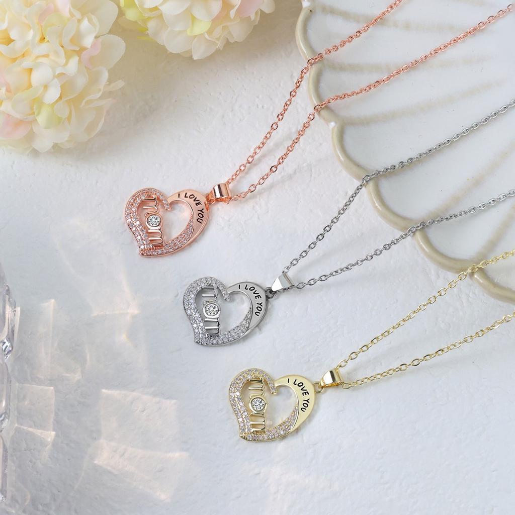 Necklace I love you mom fashion love diamond zircon women's pendant mother's day gift