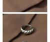 Geometric European-American Retro Ribbed Wave 18K Gold Titanium Steel Pinky Ring, A157