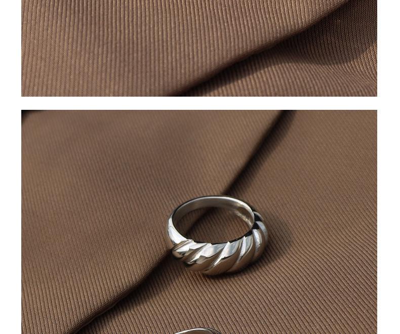 Geometric European-American Retro Ribbed Wave 18K Gold Titanium Steel Pinky Ring, A157