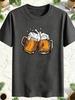 New Model Beer Cup Pattern Unisex Summer Casual TShirt Versatile Trendy Made 100 Pure Cotton With Soft Fabric And A Loose Style
