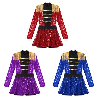 Dětské Dívky Ringmaster Cirkus Kostým Gymnastika Trikot Sequin Jazz Taneční Oblečení Balet Dance Tutu šaty