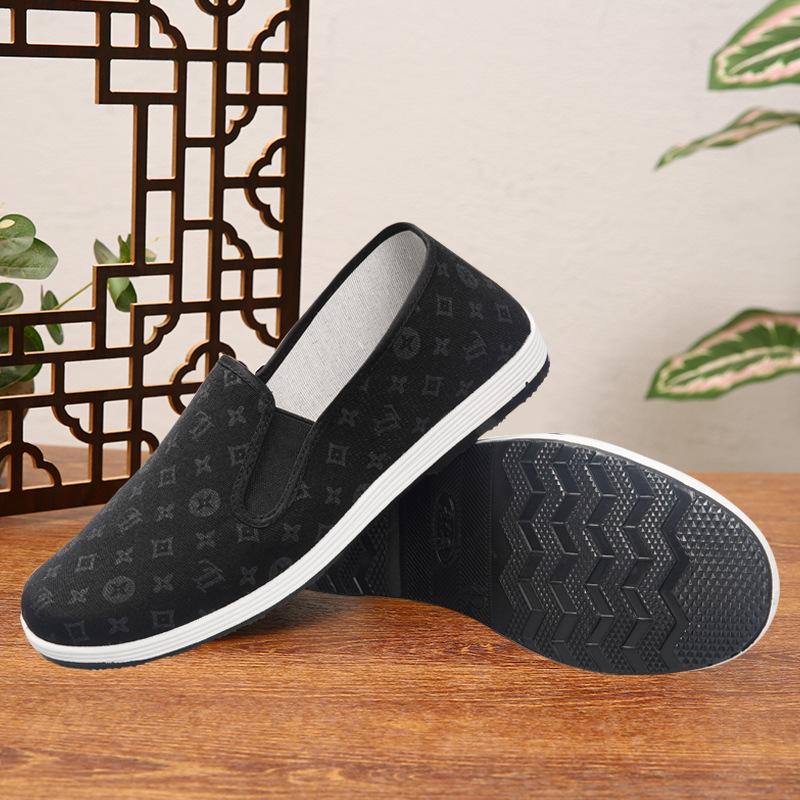 

Мужские черные парусиновые слипоны в старом пекинском стиле - Повседневные, Нескользящие, Износостойкие туфли для вождения Size 40