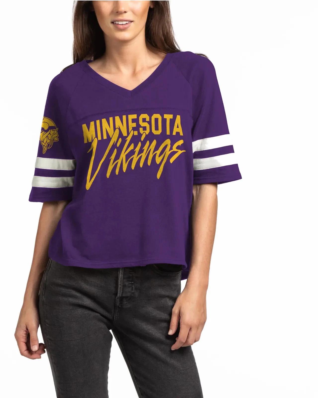 Junk Food Womens NFL Minnesota Vikings Loose Fit V-Neck Shirt New XXS-XL XL
