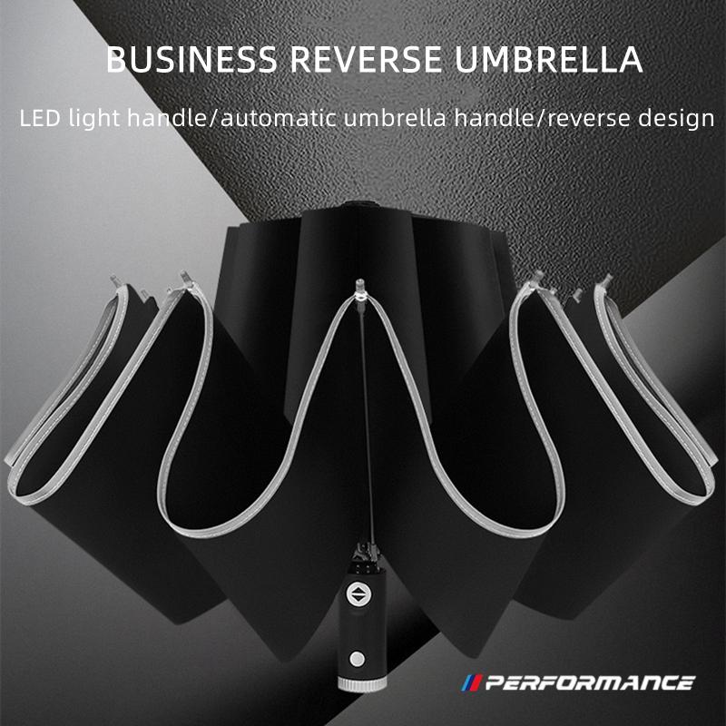 AAAOS1 Automatic Umbrella with Reflective Stripe Reverse Led Light Umbrella For BMW X5 E53 E70 F15 G05 X6 E71 E72 F16 X3 E83 F25 G01 X1