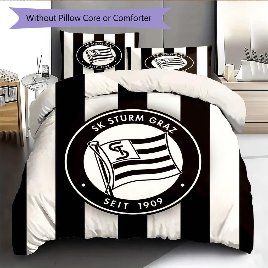 SK Sturm Graz Pattern Bedding Quilt Set Home Decoration Gift (1 * duvet cover + 2 * pillowcase without core).xwn
