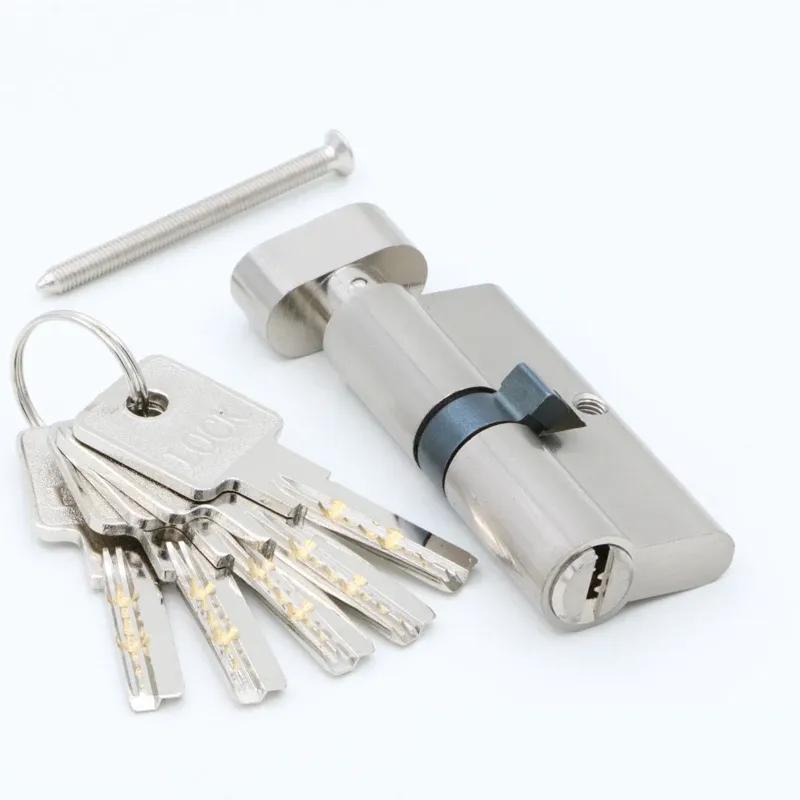 Door Cylinder 55 60 65 70 75 80 85 90mm Security Copper Lock Cylinder Interior Bedroom Living Handle Brass Key Locking 5 Keys