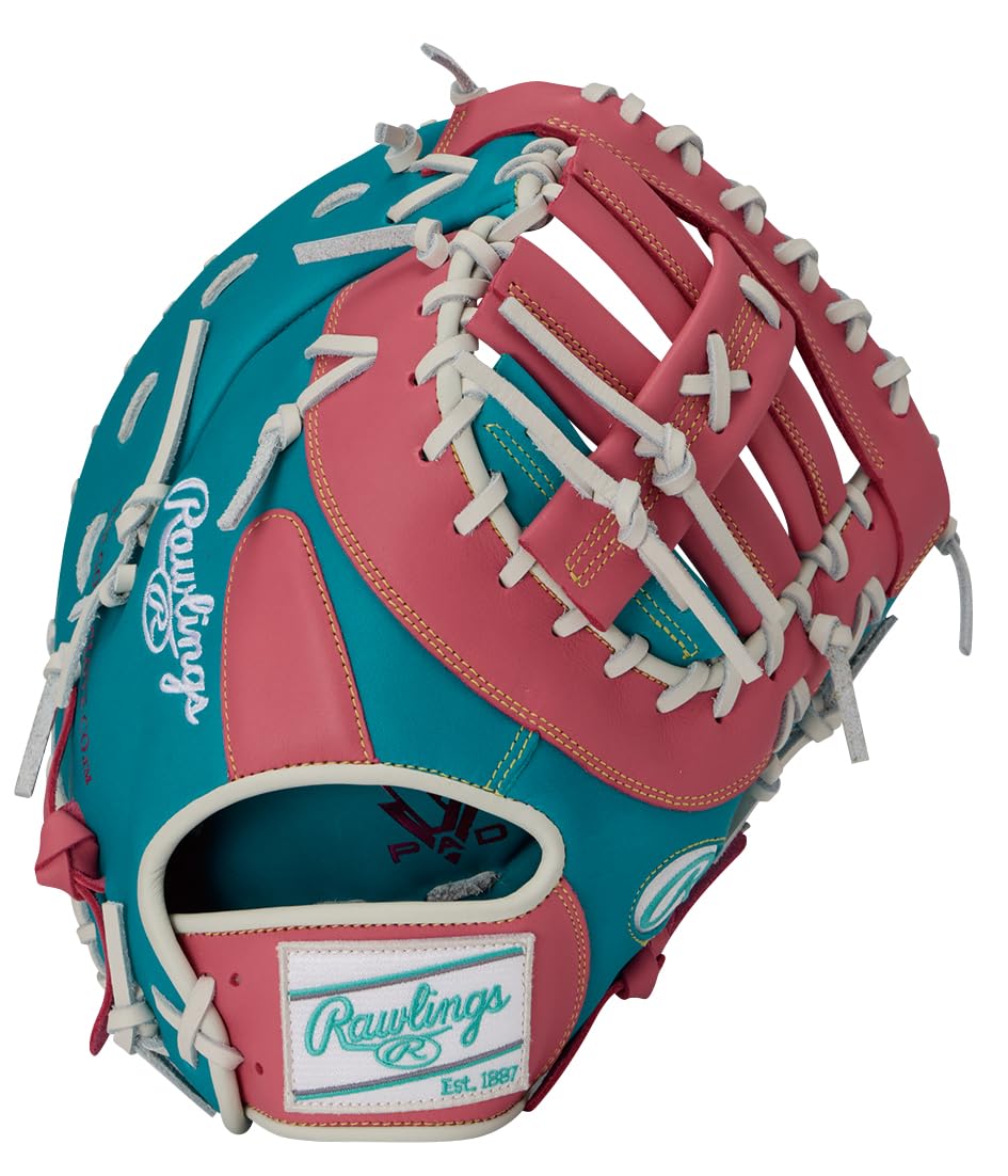 

Бейсбольная перчатка первого игрока Rawlings HYPER TECH COLOR SYNC, Мягкая, Базовая, Бирюзово-розовая, GR6HTCM535, 11,75 дюймов, Для правши