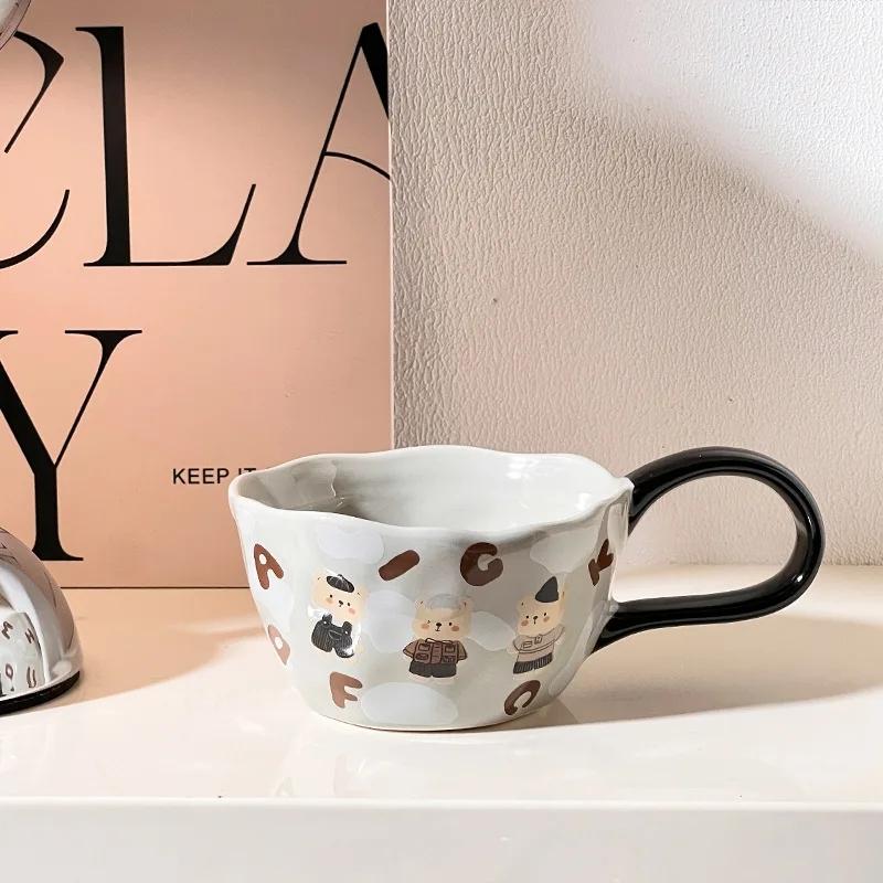 Ceramic Mug 300ML Cute Cartoon Creative Large Handle Coffee Afternoon Milk Juice Household Tea Cup Drinkware Gifts for Home-use