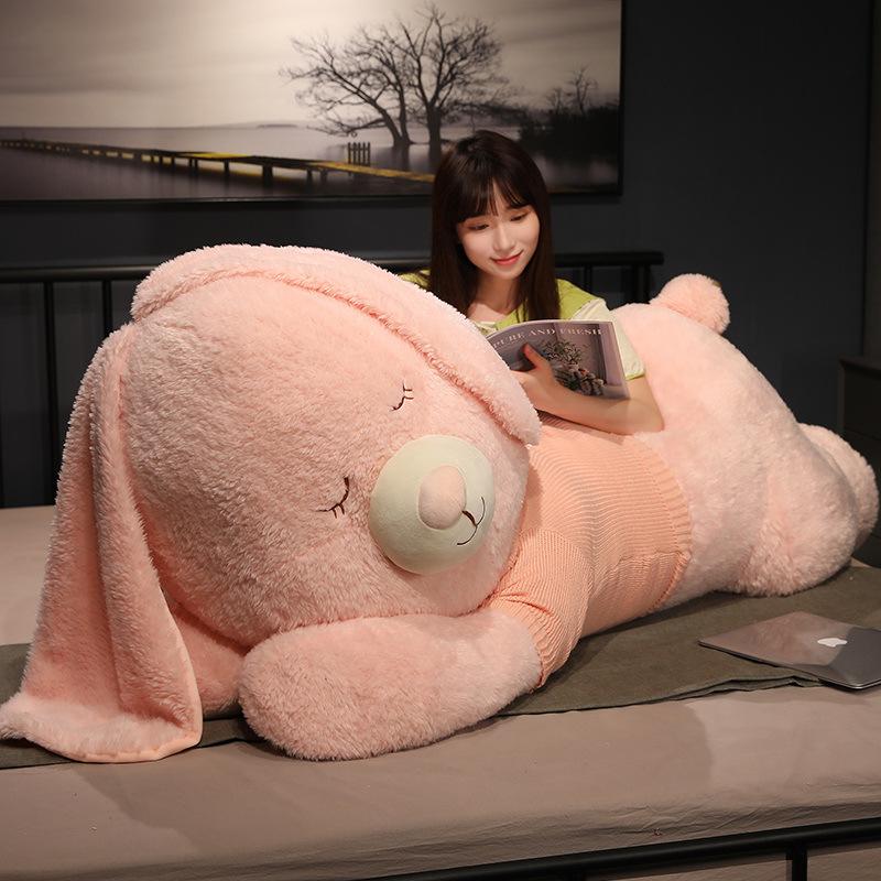 Large Bunny Throw Pillow Plush Toy Sweater Bunny Doll Children'S Soothing Cloth Doll Girl Birthday Gift