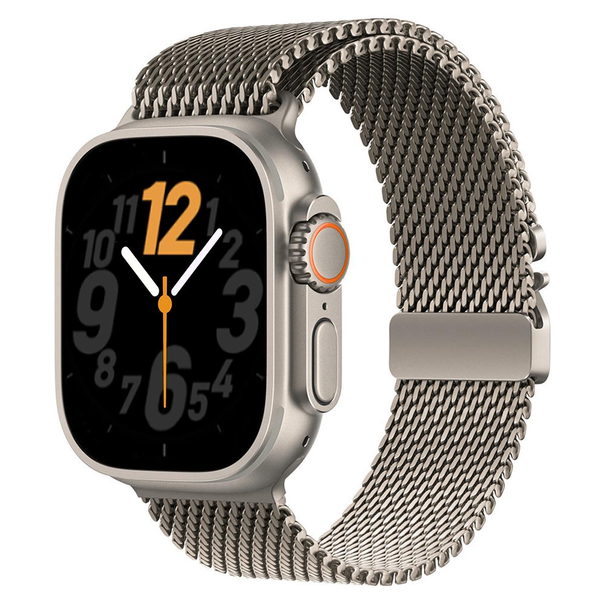 

Titanium Band for Apple Watch Ultra 3/2 49mm IWatch Series 11 10 9 8 7 6 Natural Titanium Milanese Loop Strap Parachute Buckle Ultra 3 2 1 49mm