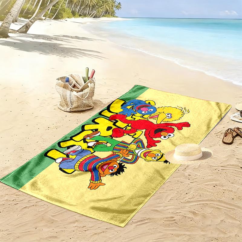 Sesame Street2 Print Beach Towel, Large Soft Quick Dry Towel for Beach Camping Swimming