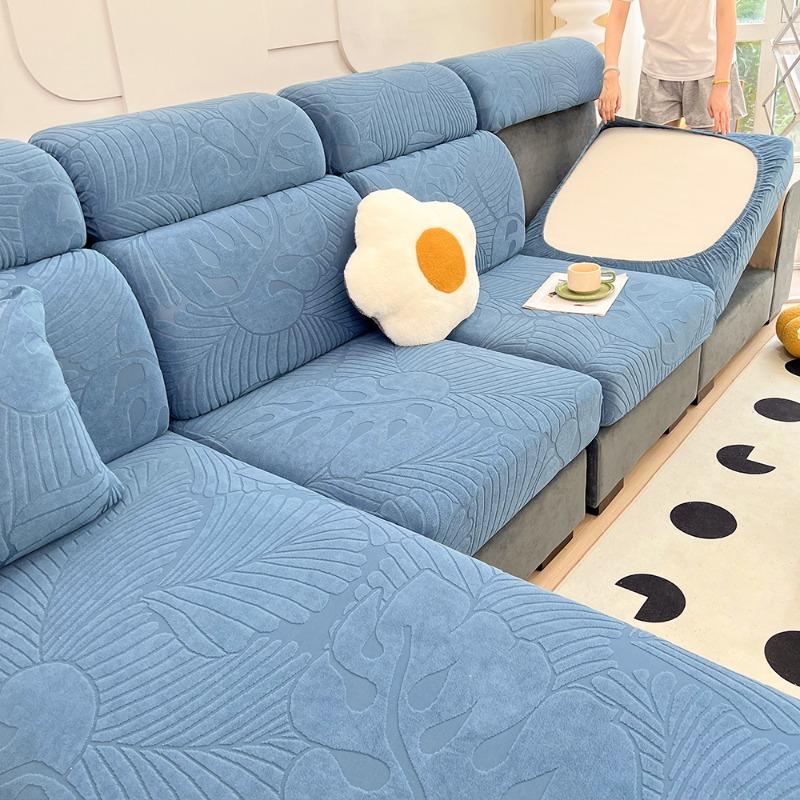 New Waterproof Fabric Sofa Cover Jacquard Solid Sofa Cushion Seat Case Stretch L-Shaped Cover Living Room Furniture Protector