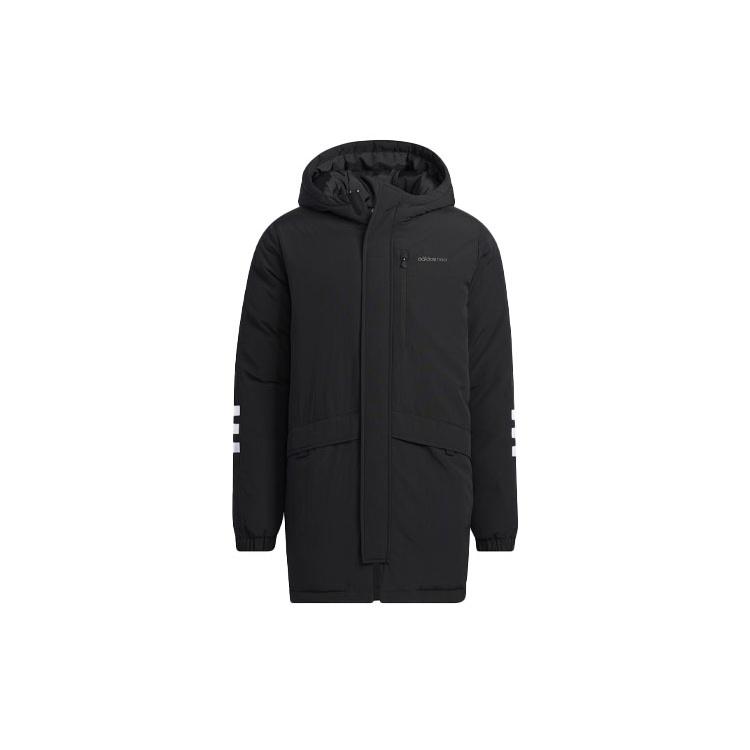 adidas mid-length Sports hooded Zipper Down Jacket Black Men s H45235 S