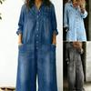Női nyári overálok Rövid ujjú farmer Overall Leengedett vállú Farmer Rugalmas Magas derekú Jumpsuit Overallok
