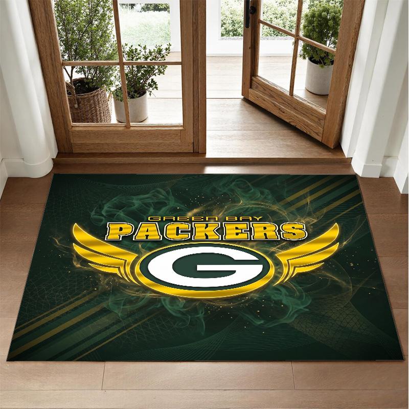 Green Bay Packers Design Kristall-Samt Teppich Weiche Dekorationsmatte für Schlafzimmer Eingang