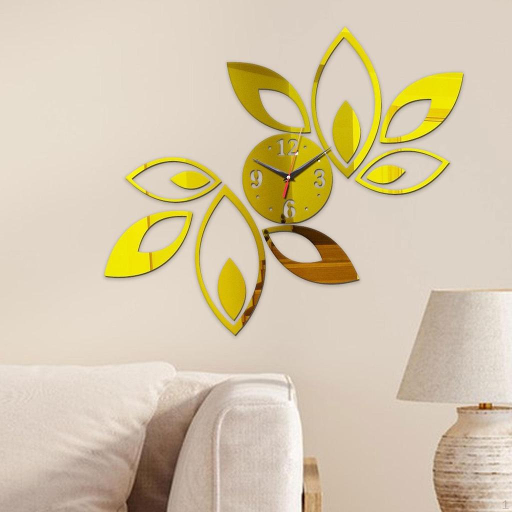 Acryl Spiegel Wanduhr Kunst Stumm Nicht tickend Modern Aufkleber für Café