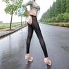 Women Sexy Open Butt Thong Lingerie Pants High Elastic Oil Shiny Tights Seamless See-Through Underwear Backless Night Club Wear