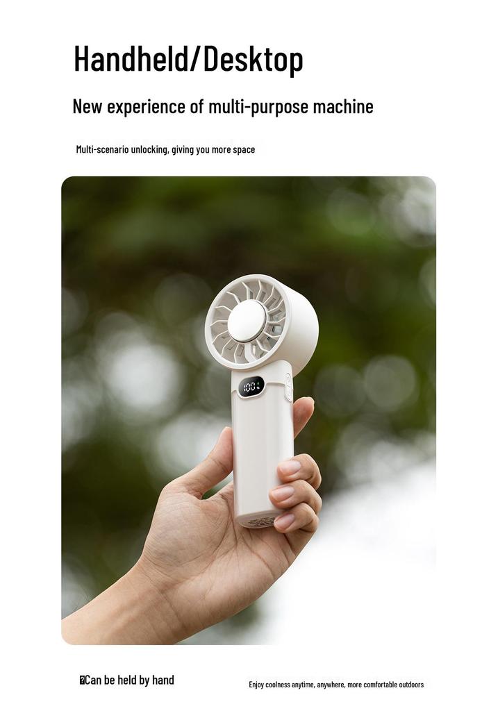 2026 Handheld USB Fan: Portable, 100-Speed, Strong Wind, Ice Pack, Digital Display
