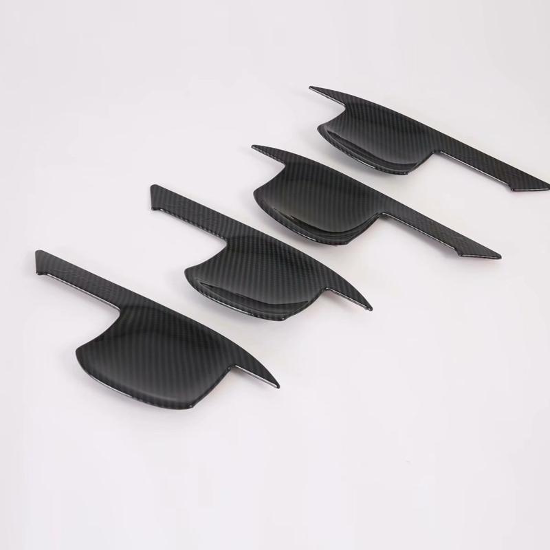 Black carbon fibre car side door handle bowl cup cover trim For Hyundai Tucson 2015- 2016 2017 2018