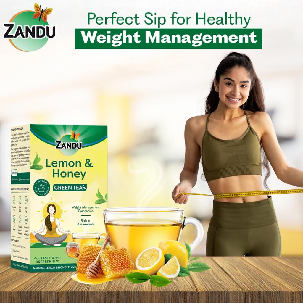 Zandu Lemon Honey Green Tea 25 Tea Bags Refreshing Herbal Tea With Smooth Taste Travel Friendly Anytime Beverage