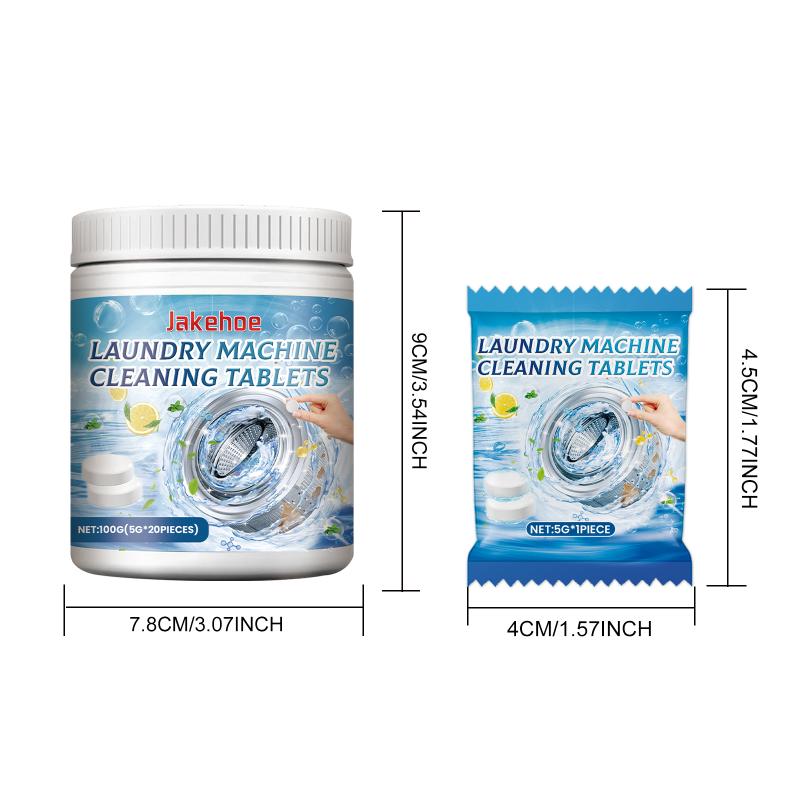 Washing Machine Cleaner 20 Tablets Powerful Deodorizing Foaming Formula Suitable for Drum and Clothes Fresh Appliance Maintenance