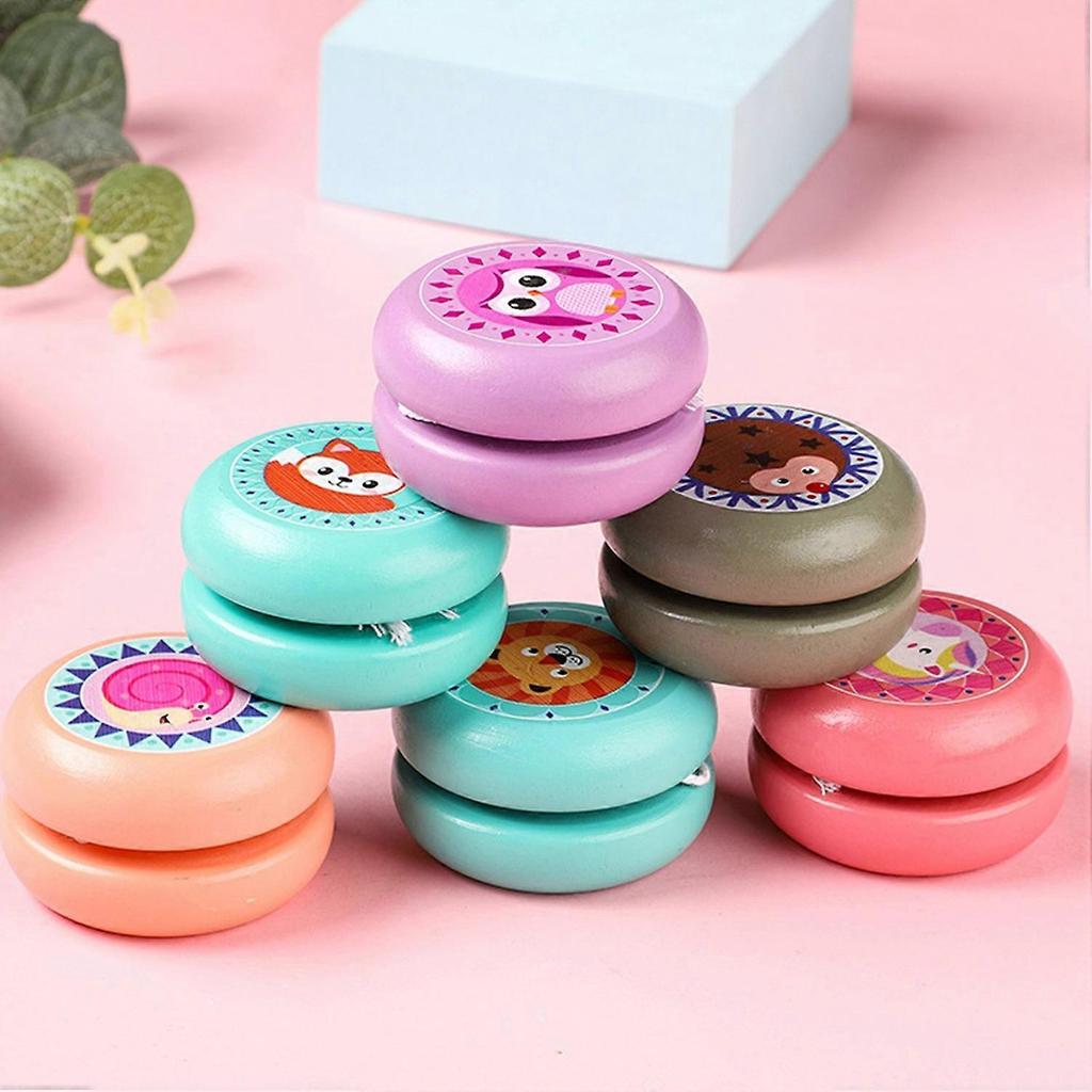 Kids Yoyo Toy with String Colorful Cartoon Trick Yoyo Responsive Ball Reflexing Auto Return Wooden