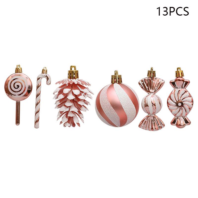 13Pcs/Set Pine Cone Candy Round Ball Christmas Tree Decor Festival Xmas Hanging Ornament