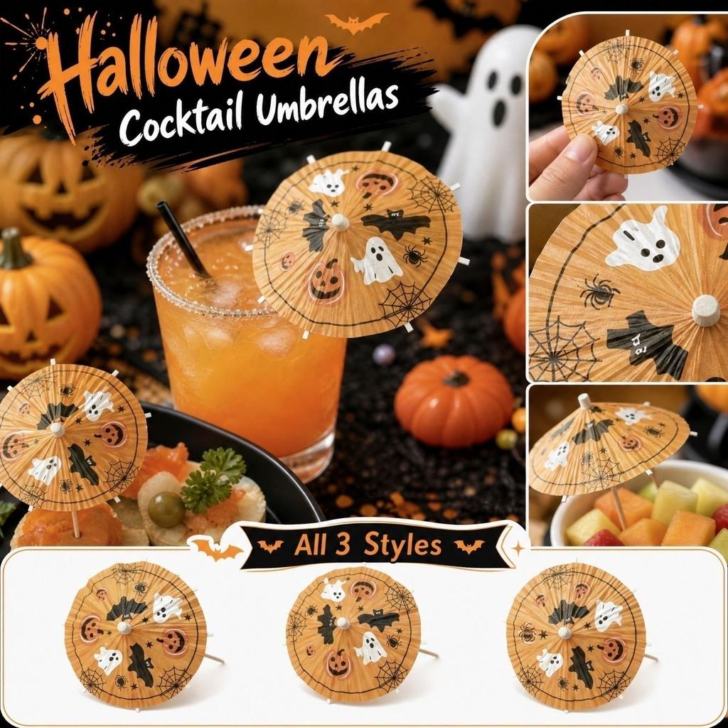 Cocktail Umbrellas 100 Count - Drink Umbrellas for Party Decorations, Appetizers, Drinks, Pool Party Supplies, Summer and Halloween