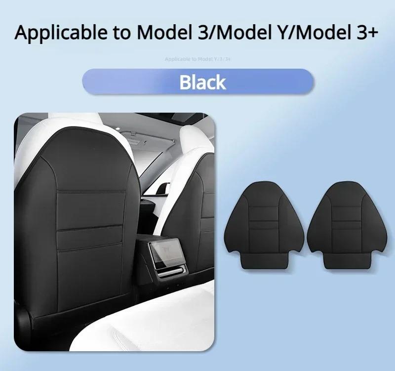 

Seat Kick Pad for Tesla Model Y Juniper/Model 3+ Highland Car Leather Anti Kick Mat Child Anti Dirty Protector Cover Accessories чёрный