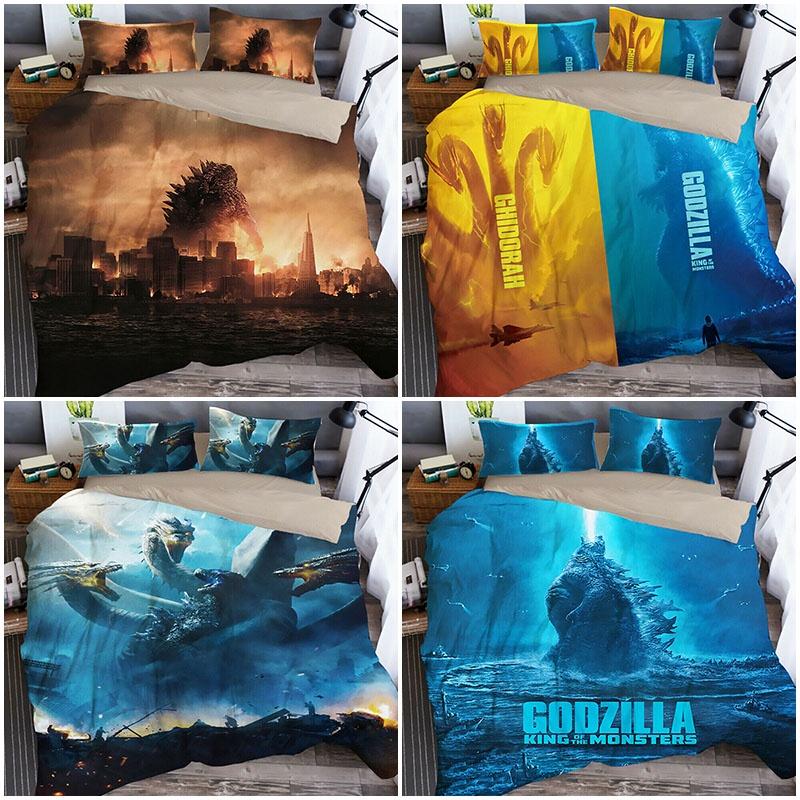 3d Godzilla Newest King Of The Monsters Design Bedding Set Duvet Cover 3pc