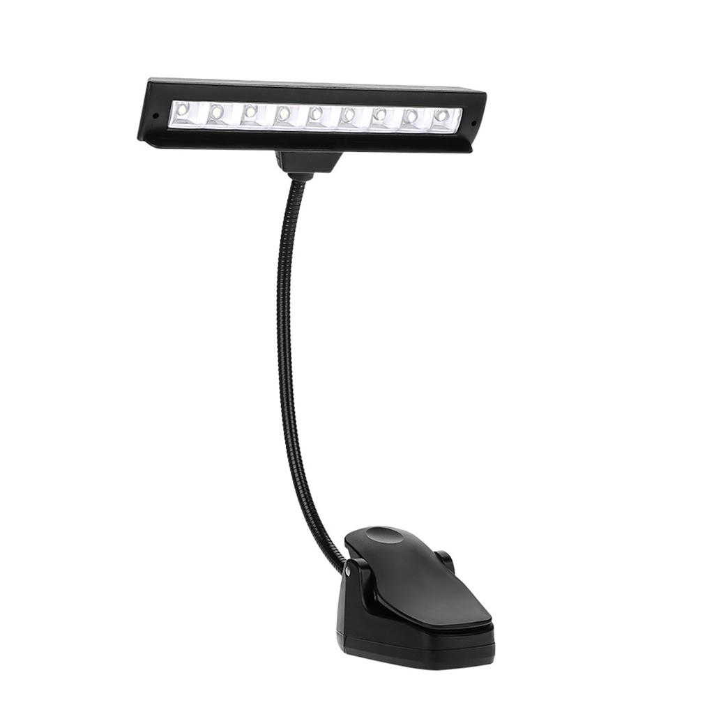 Portable Flexible 9 LEDs Clip On Music Stand Light Bedroom Reading Desk Lamp