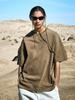 Peullukeu Slam Logo Pigment Washed Short Sleeve T-Shirt Brown Fst732