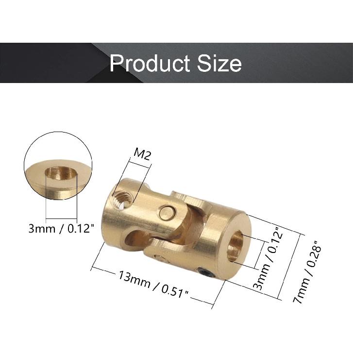 

Fielect 5pcs 3mm to 3mm Inner Dia Rotatable Universal Steering Shaft U Joint Coupler L13 x D7
