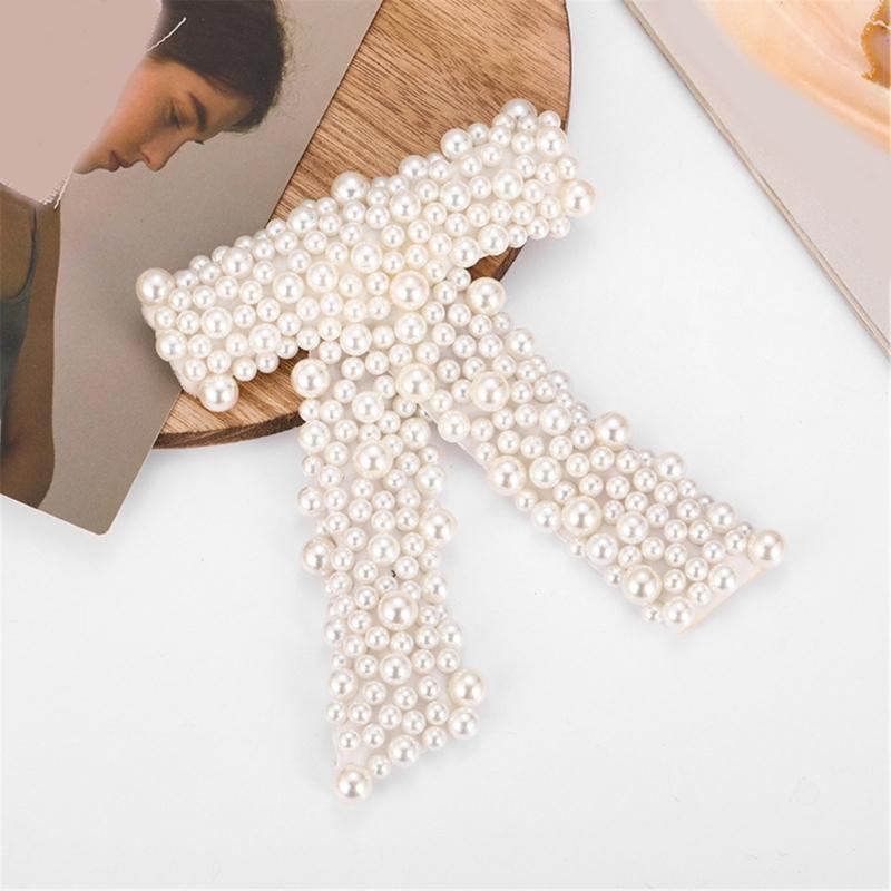 Zarte Perlenbesetzte Geburtstags-Haarspange Elegante Schleife für Mädchen Hochzeitsfeier Foto-Requisiten Kopfschmuck Haarnadel