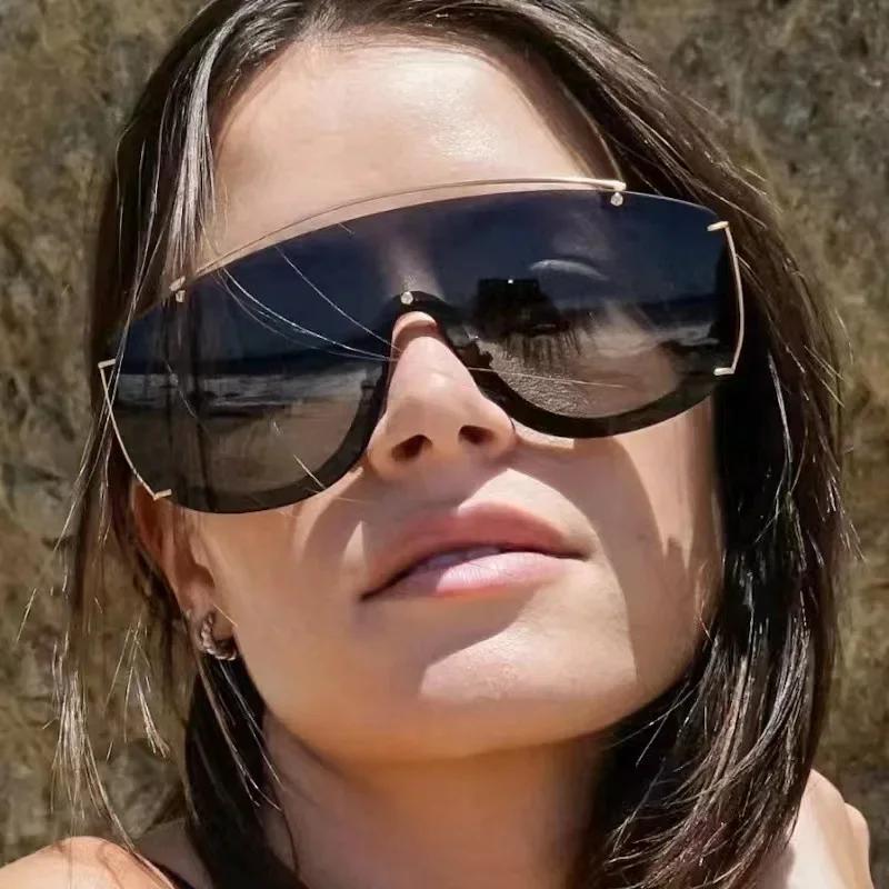 New Fashionable And Trendy Metal Frame Integrated Sunglasses Uv400 Neutral Personalized Outdoor Climbing Sunscreen Sunglasses