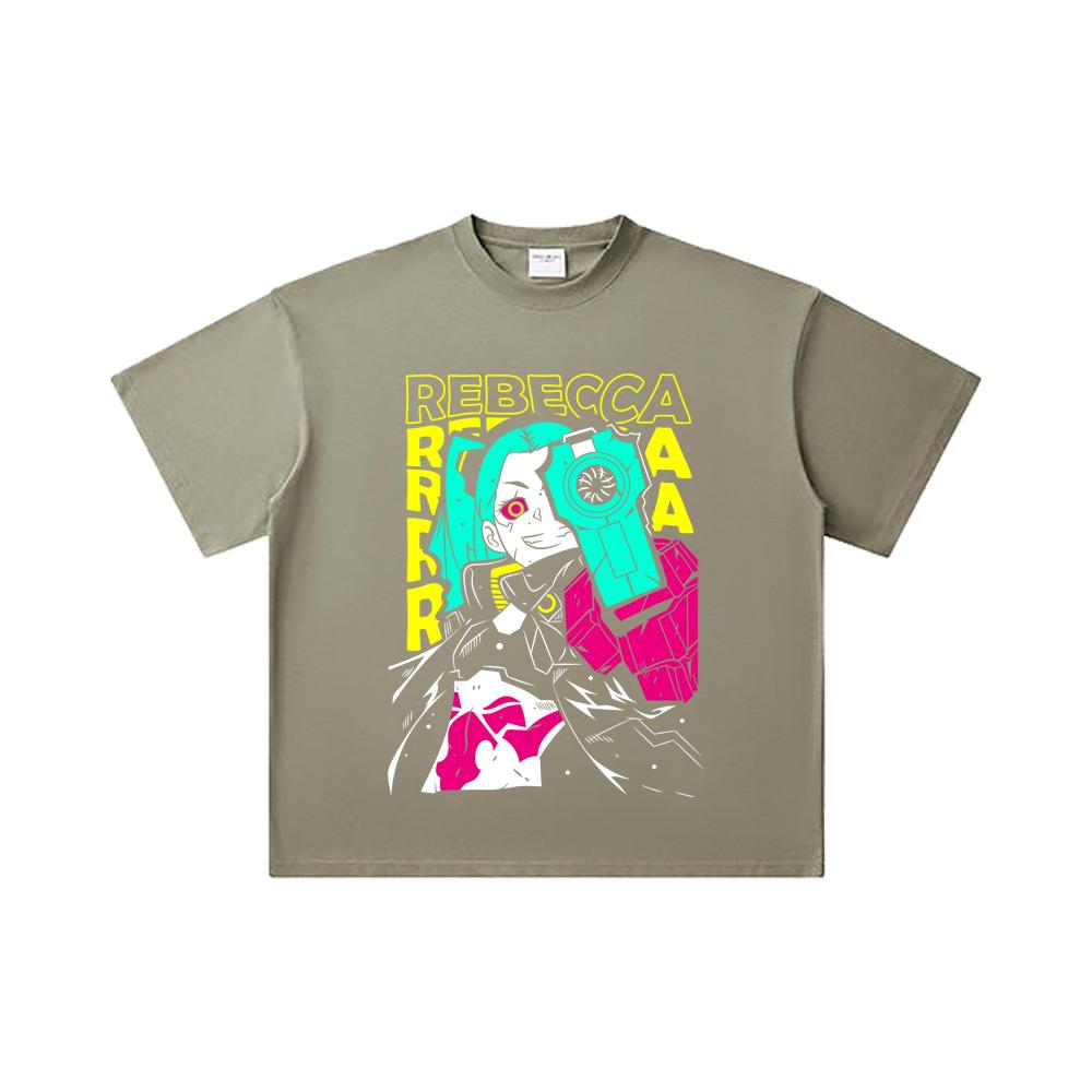 260 GSM Double Yarn 32 Count 100% Cotton Cyberpunk Edgerunners V5 Rebecca Print Unisex Heavy Cotton T Shirt