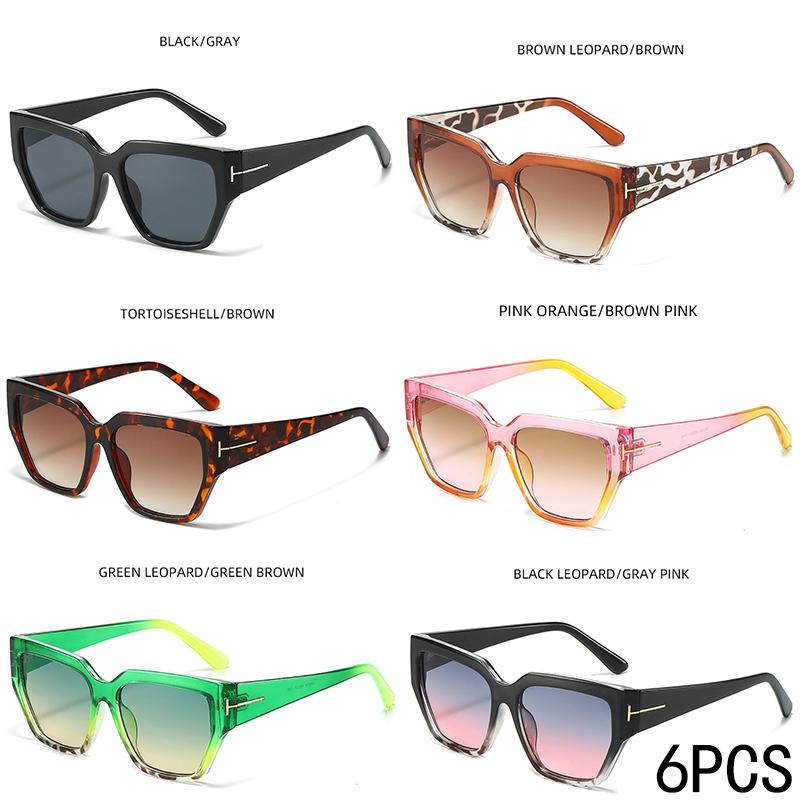 2/6PCS New Fashion Sunglasses Personalized Square Sunglasses Women's Retro Large Frame Sunglasses Women's Sunglasses M6248