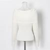 Womens Relaxed Fit Knit Sweater With Off-Shoulder Twist Detail Solid Color Cotton-Poly Blend Long Sleeve Slim 2026