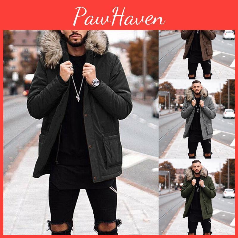 Ultra-warm Men's Winter Parka Jacket With Luxurious Faux Fur Collar