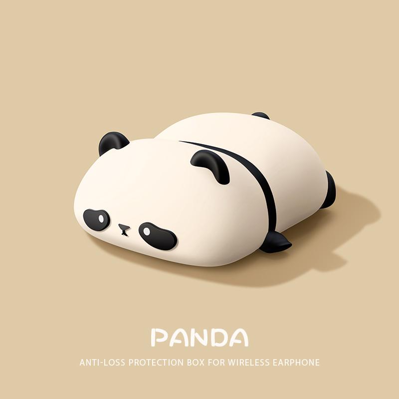 Cute Lying Panda Headphone Case For AirPods 4 (2024) Airpod Pro 1 2 3 Bluetooth Earbuds Charging Box Protective Earphone Cover